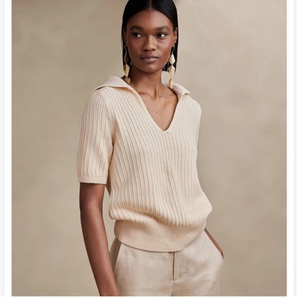 Banana Republic Kina Cotton Sailor Sweater in Transition Cream - Size XS - Picture 1 of 8